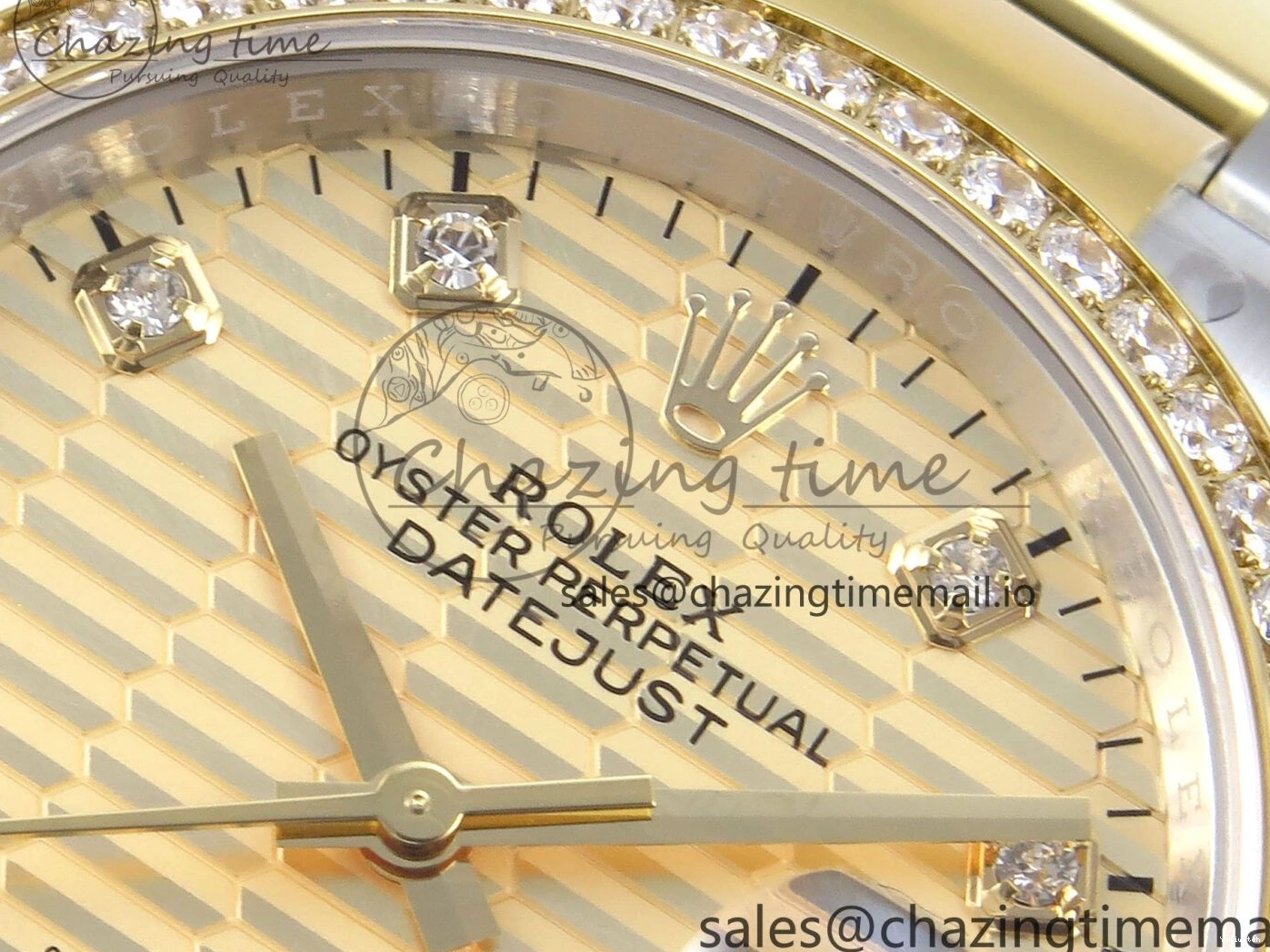 YG Textured Diamonds 126283RBR Dial YG Oyster EWEF SS Best Edition DateJust A3235 Bracelet on 36 0420
